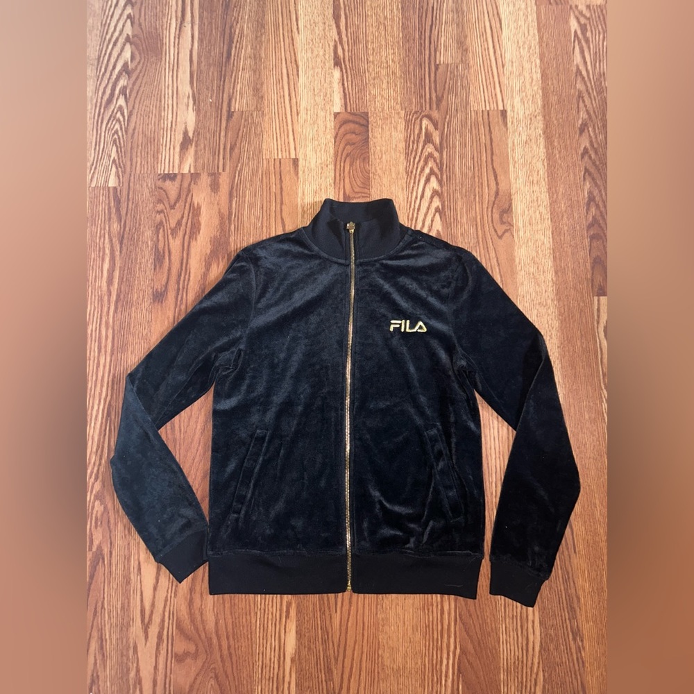 Fila gold and black velvet track jacket